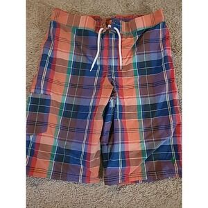 Ralph Lauren Polp Boys Swim Shorts, Plaid XL (18-20) Mesh Lined, Pocket